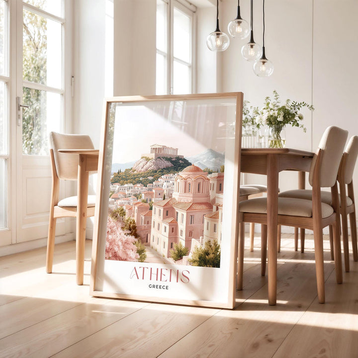 Athens Travel Print, Elegant Watercolour Wall Art, Greece City Poster, Acropolis & Parthenon Illustration, Unique Home Decor Holiday Gift