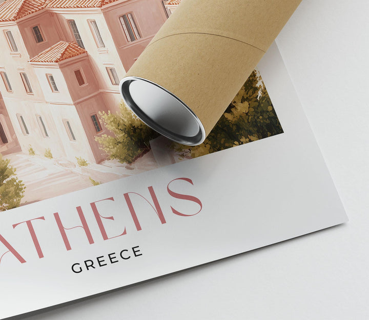 Athens Travel Print, Elegant Watercolour Wall Art, Greece City Poster, Acropolis & Parthenon Illustration, Unique Home Decor Holiday Gift