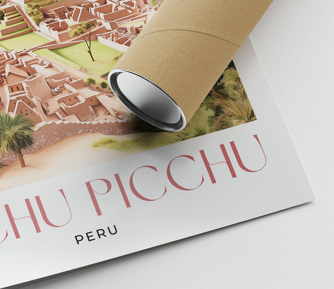 Machu Picchu Travel Print, Pastel Elegant Watercolour Wall Art, Peru City Poster, Inca Ruins Illustration, South America Wall Hanging Gift