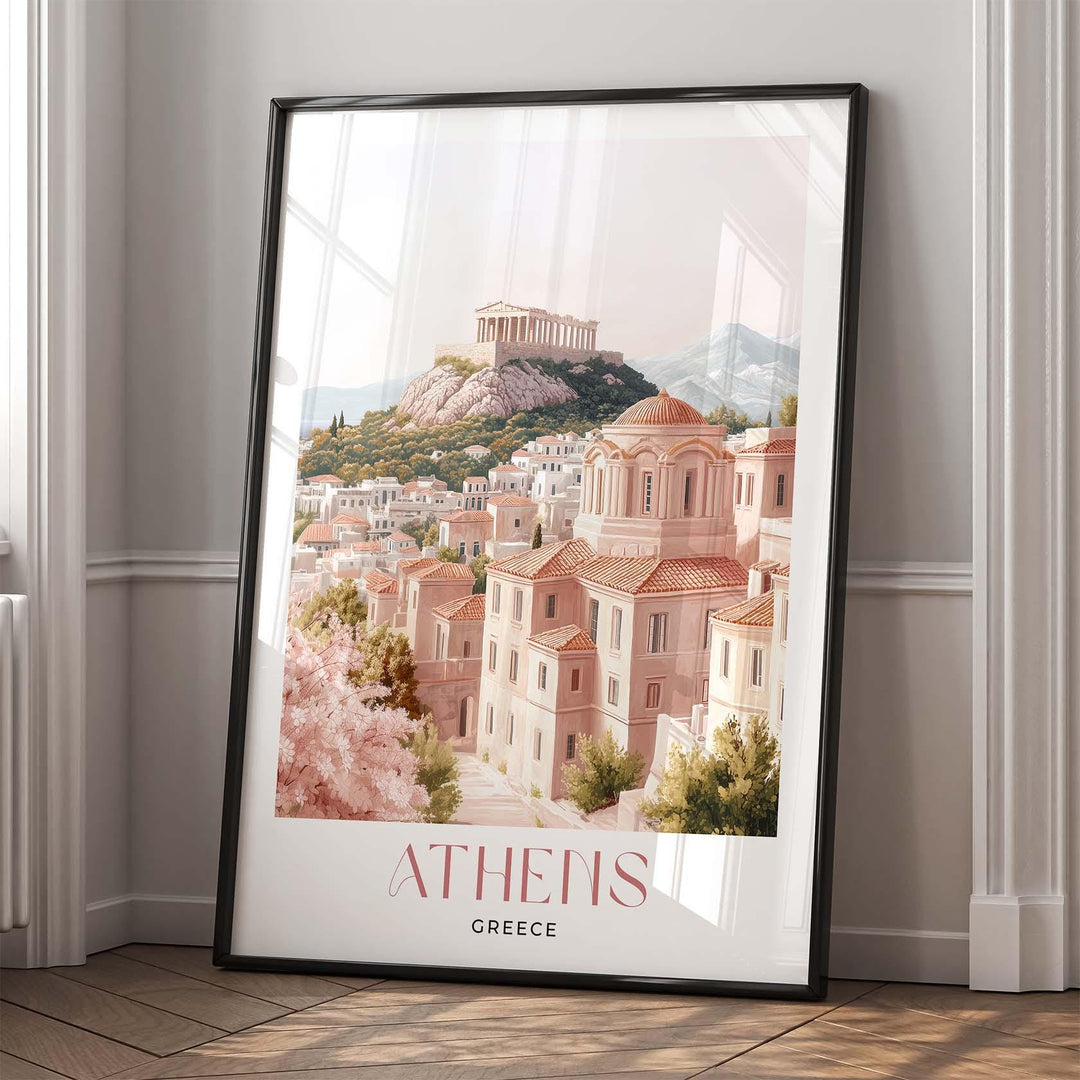 Athens Travel Print, Elegant Watercolour Wall Art, Greece City Poster, Acropolis & Parthenon Illustration, Unique Home Decor Holiday Gift
