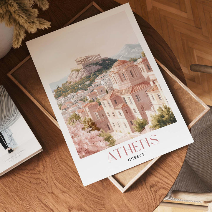 Athens Travel Print, Elegant Watercolour Wall Art, Greece City Poster, Acropolis & Parthenon Illustration, Unique Home Decor Holiday Gift