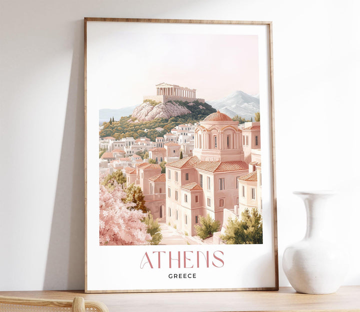 Athens Travel Print, Elegant Watercolour Wall Art, Greece City Poster, Acropolis & Parthenon Illustration, Unique Home Decor Holiday Gift