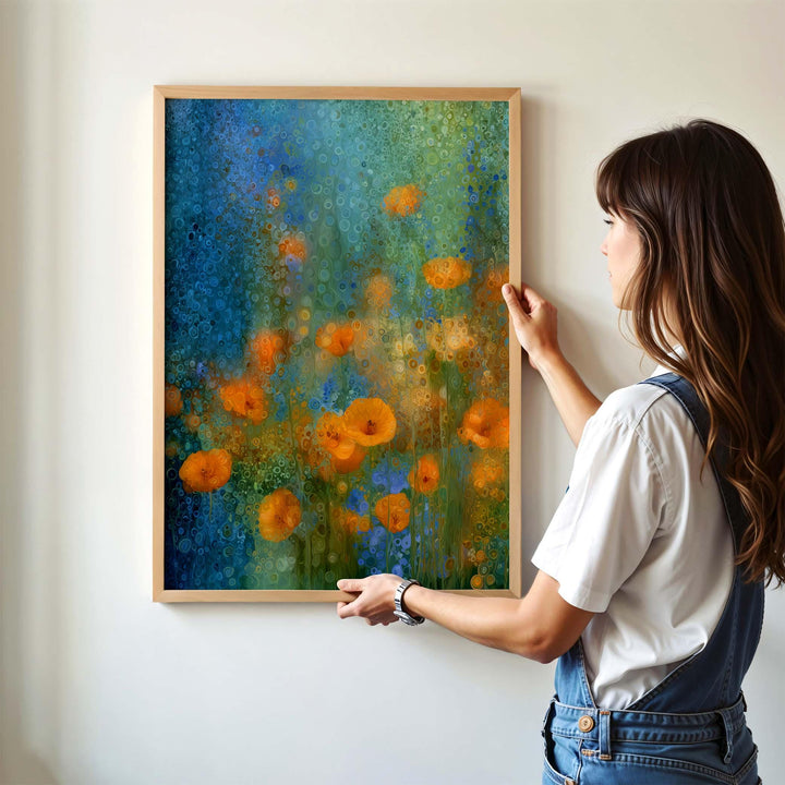 Abstract Botanical Flower Wall Art, Mid Century Retro Flower Poster, Nature Art Lovers Gift, Colourful Modern Impressionist Painting