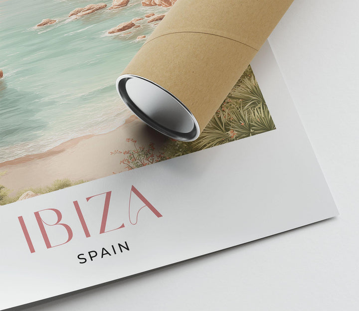 Ibiza Spain Travel Art Print, Mediterranean Coastal Watercolour Wall Art, Balearic Islands Neutral Home Decor, Art Lovers Framed Poster Gift