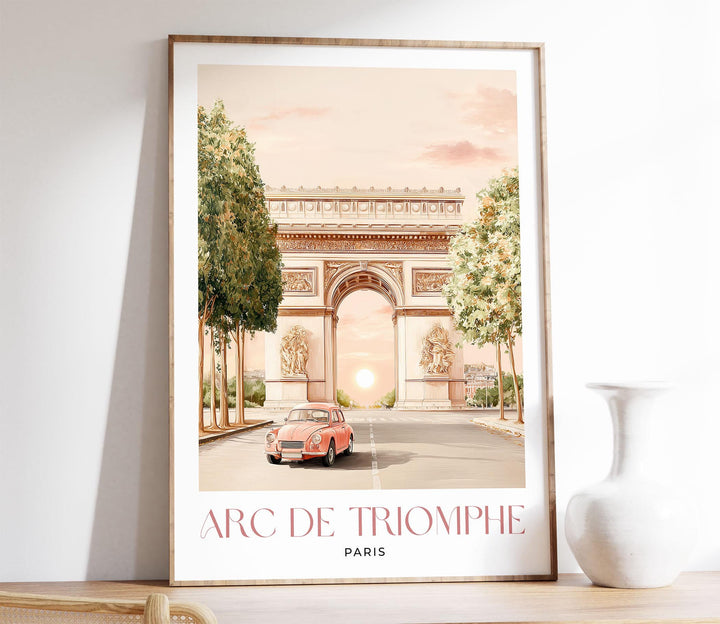 Arc de Triomphe Paris Print – Vintage Paris Wall Art, Retro Travel Poster, French Cityscape Decor, Paris Illustration, Europe Travel Gift