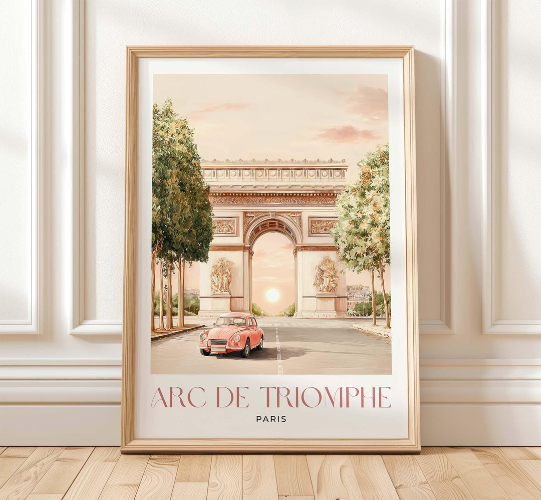 Arc de Triomphe Paris Print – Vintage Paris Wall Art, Retro Travel Poster, French Cityscape Decor, Paris Illustration, Europe Travel Gift