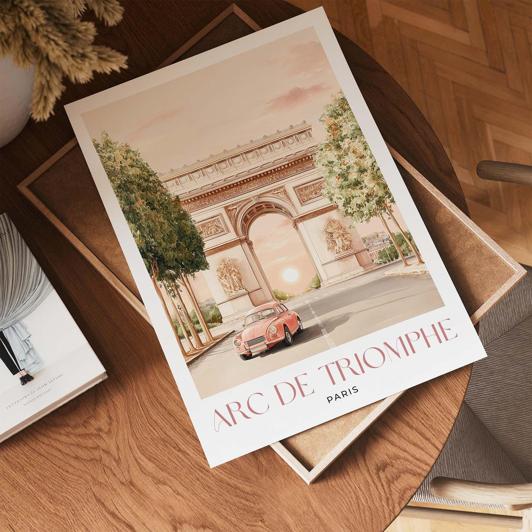 Arc de Triomphe Paris Print – Vintage Paris Wall Art, Retro Travel Poster, French Cityscape Decor, Paris Illustration, Europe Travel Gift