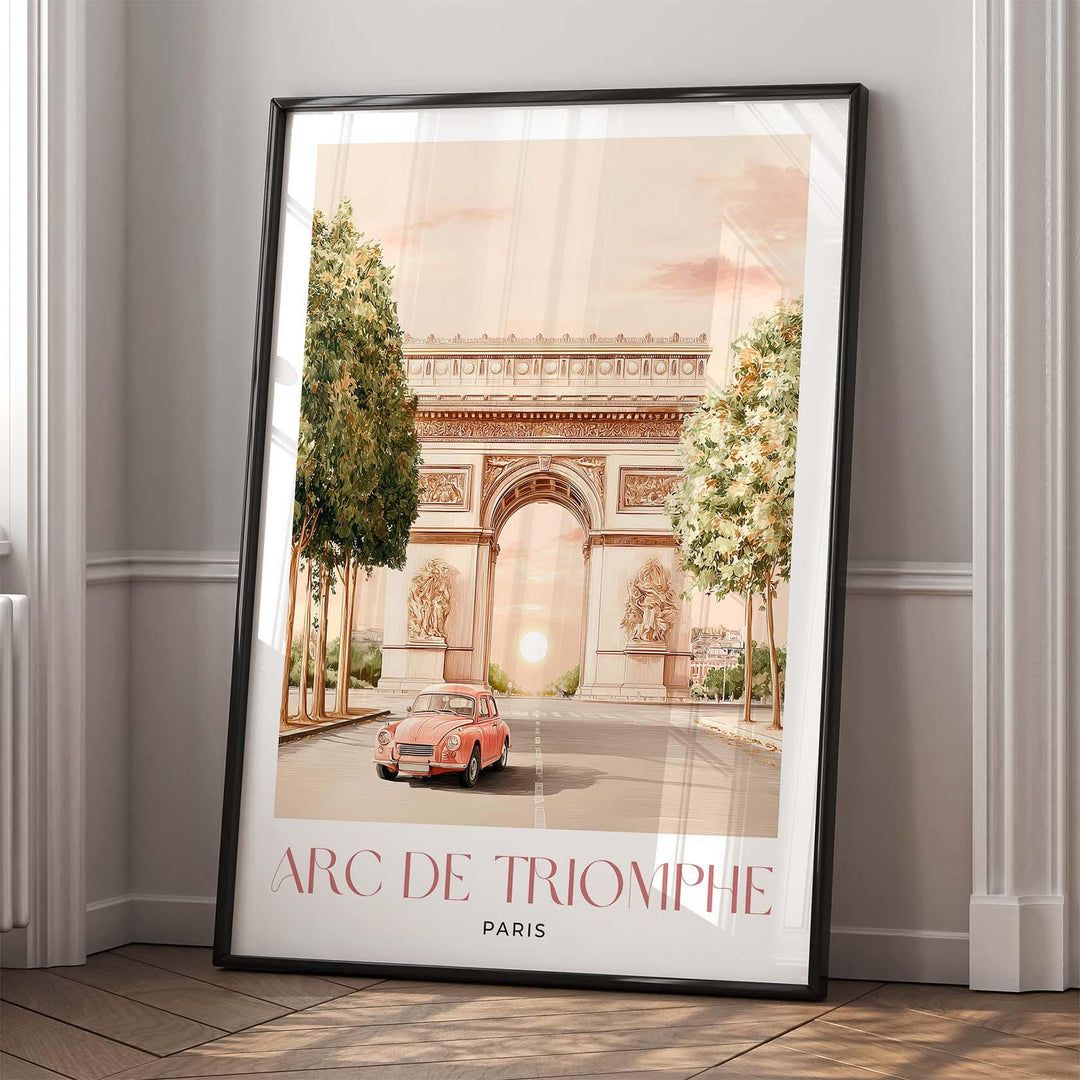Arc de Triomphe Paris Print – Vintage Paris Wall Art, Retro Travel Poster, French Cityscape Decor, Paris Illustration, Europe Travel Gift