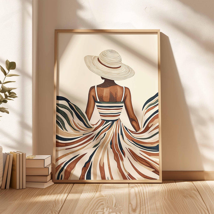Modern Boho Woman Wall Art Print, Neutral Female Fashion Silhouette, Minimalist Scandinavian Home Décor, Contemporary Line Art Poster