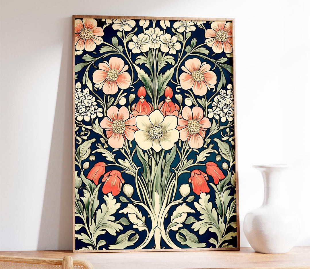 Modern Folk Floral Wall Art Print, Scandinavian Style Botanical Illustration, Decorative Floral Artwork, Contemporary Home Décor