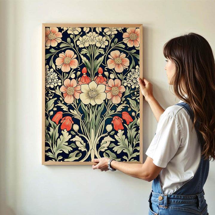 Modern Folk Floral Wall Art Print, Scandinavian Style Botanical Illustration, Decorative Floral Artwork, Contemporary Home Décor