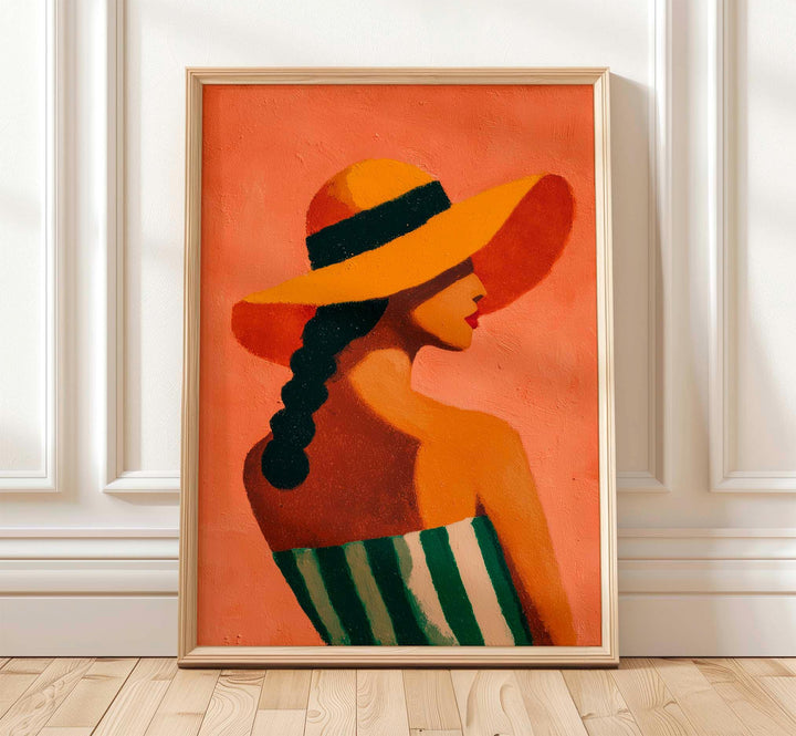 Abstract Woman Portrait, Modern Figurative Wall Art Print, Orange Neutral Minimalist Figure Art, Contemporary Home Décor Fashion Poster