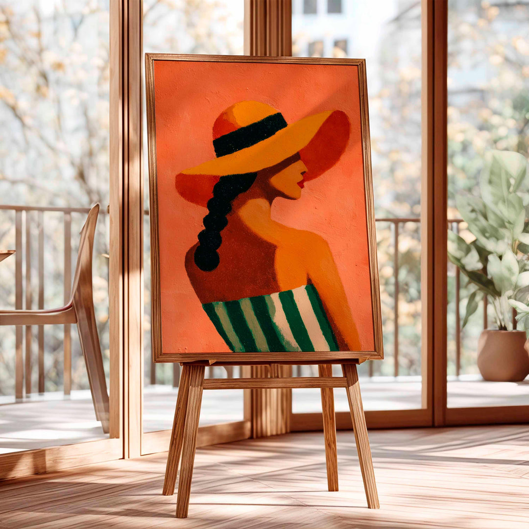 Abstract Woman Portrait, Modern Figurative Wall Art Print, Orange Neutral Minimalist Figure Art, Contemporary Home Décor Fashion Poster