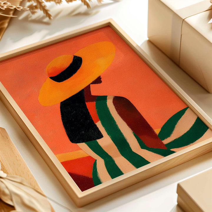 Abstract Woman Portrait, Modern Figurative Wall Art Print, Orange Neutral Minimalist Figure Art, Contemporary Home Décor Fashion Poster