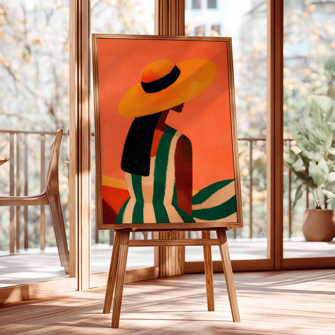 Abstract Woman Portrait, Modern Figurative Wall Art Print, Orange Neutral Minimalist Figure Art, Contemporary Home Décor Fashion Poster