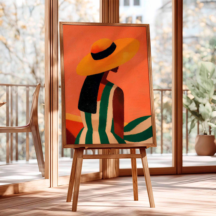 Abstract Woman Portrait, Modern Figurative Wall Art Print, Orange Neutral Minimalist Figure Art, Contemporary Home Décor Fashion Poster