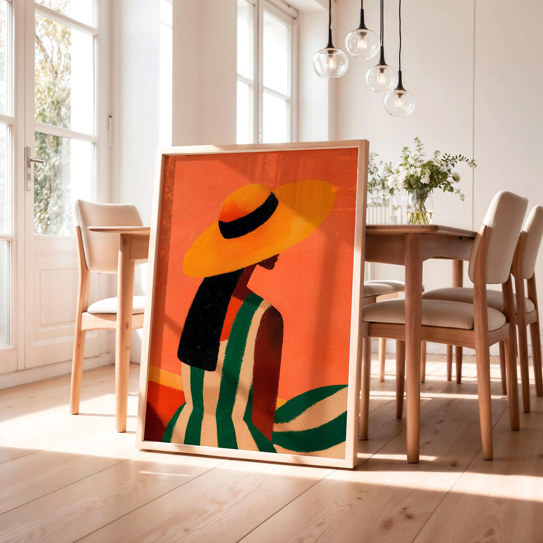 Abstract Woman Portrait, Modern Figurative Wall Art Print, Orange Neutral Minimalist Figure Art, Contemporary Home Décor Fashion Poster