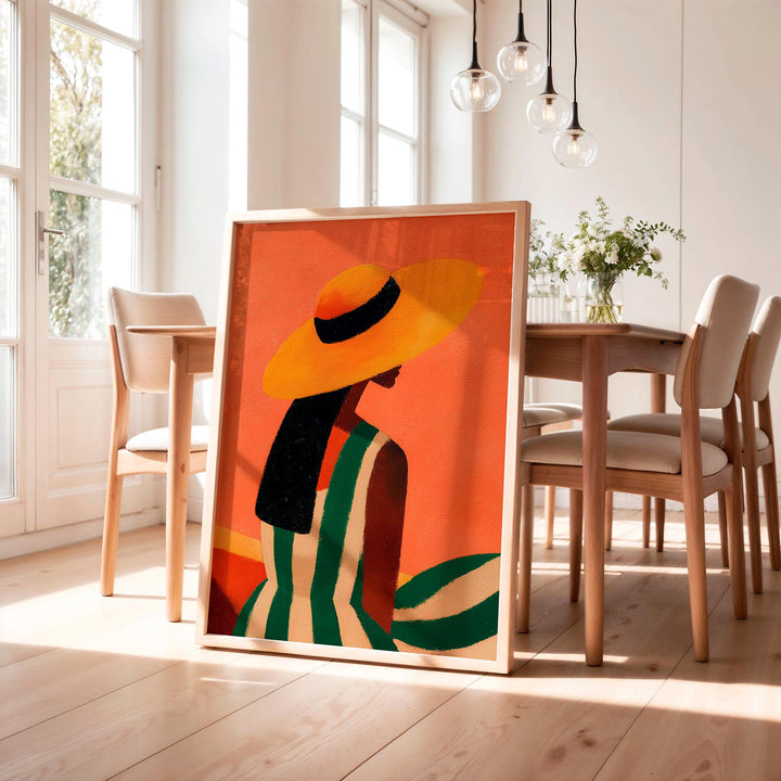 Abstract Woman Portrait, Modern Figurative Wall Art Print, Orange Neutral Minimalist Figure Art, Contemporary Home Décor Fashion Poster