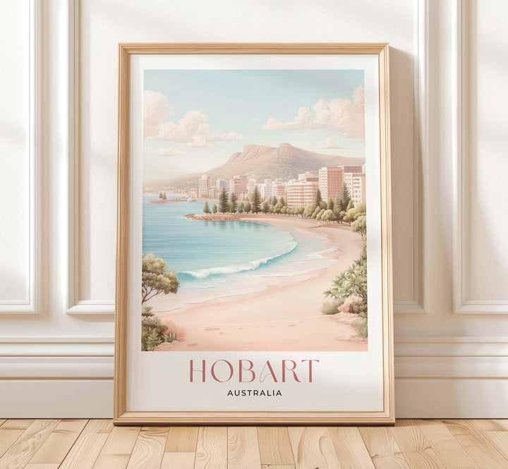 Hobart Tasmania Travel Print, Coastal Harbour Wall Art, Elegant Australian City Illustration Print, Modern Landscape Wall Hanging Home Decor