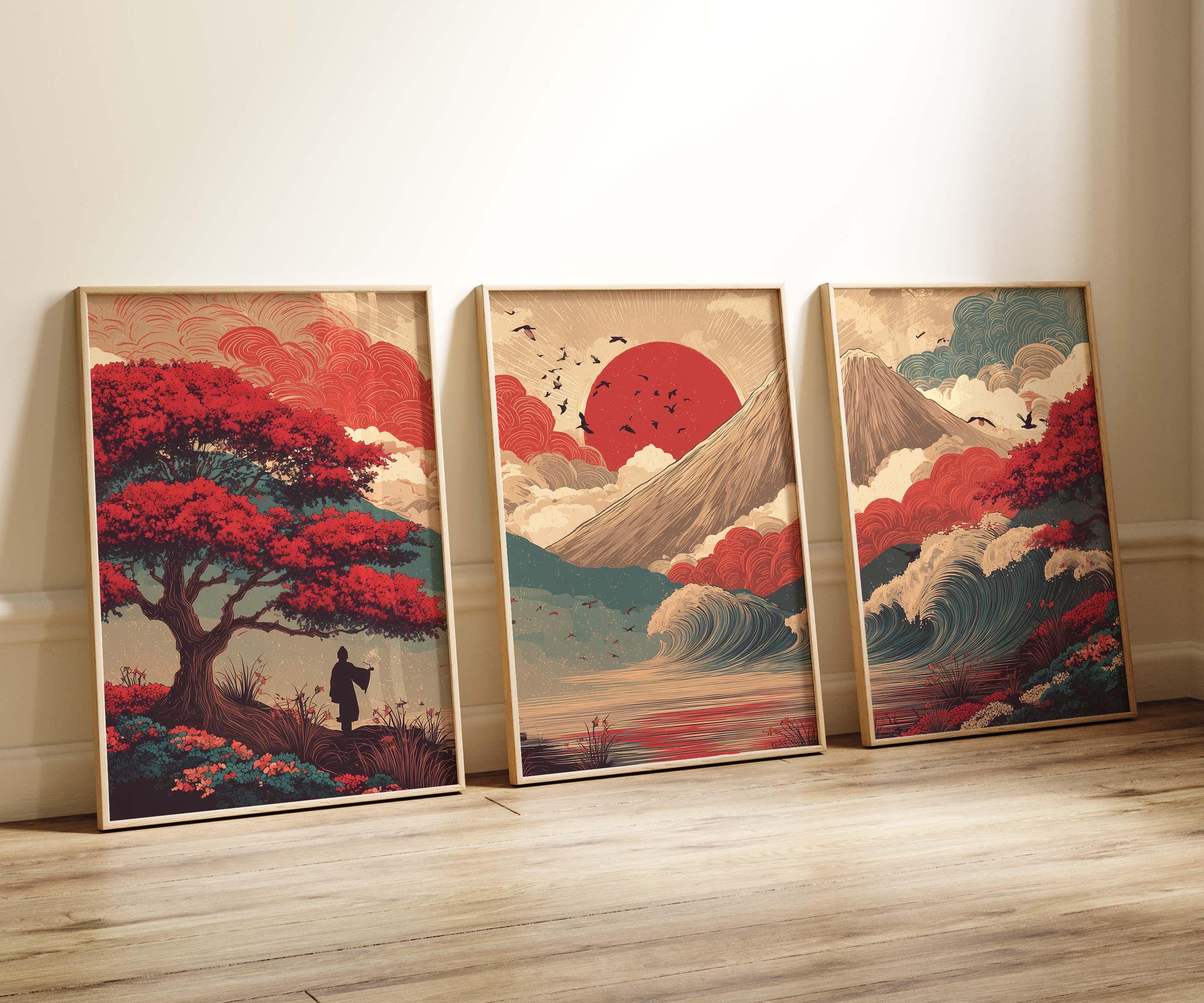 日本風景3 Japanese Landscape Set of 3 Wall Art Prints – Mayflower Gallery
