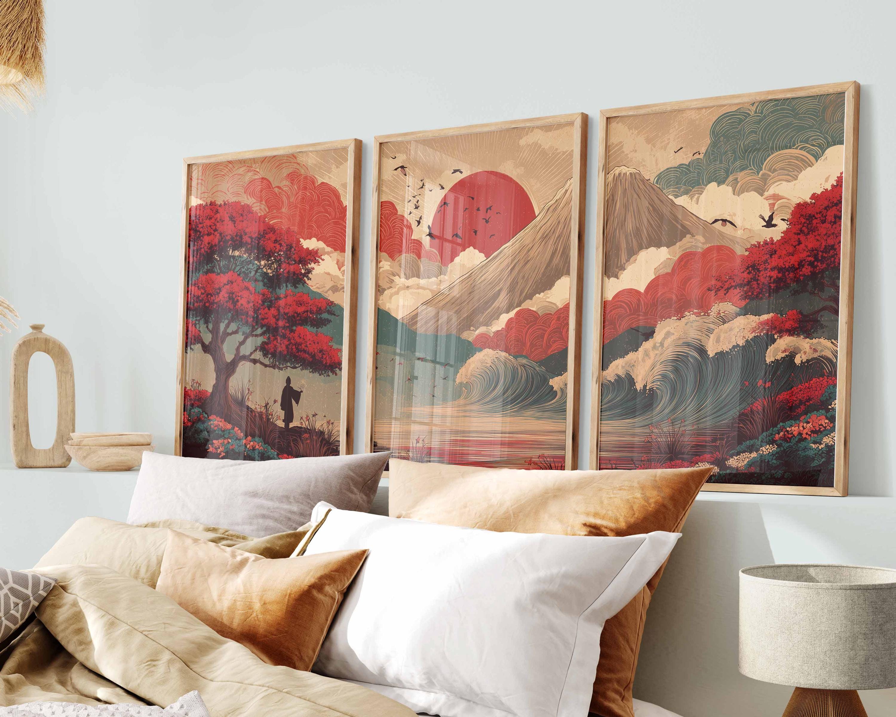 Japanese Landscape Set of 3 Wall Art Prints – Mayflower Gallery