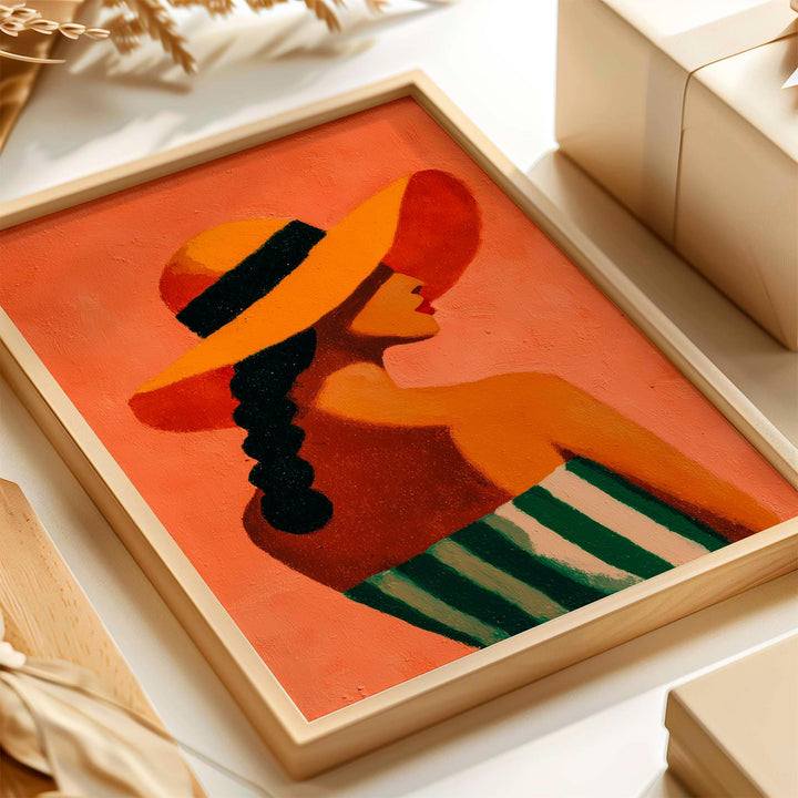 Abstract Woman Portrait, Modern Figurative Wall Art Print, Orange Neutral Minimalist Figure Art, Contemporary Home Décor Fashion Poster