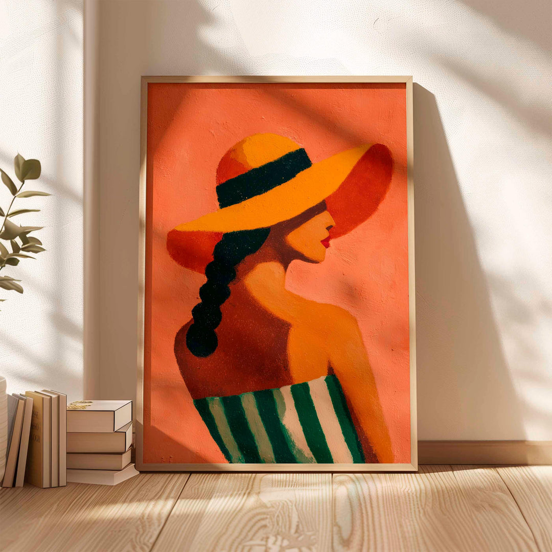 Abstract Woman Portrait, Modern Figurative Wall Art Print, Orange Neutral Minimalist Figure Art, Contemporary Home Décor Fashion Poster