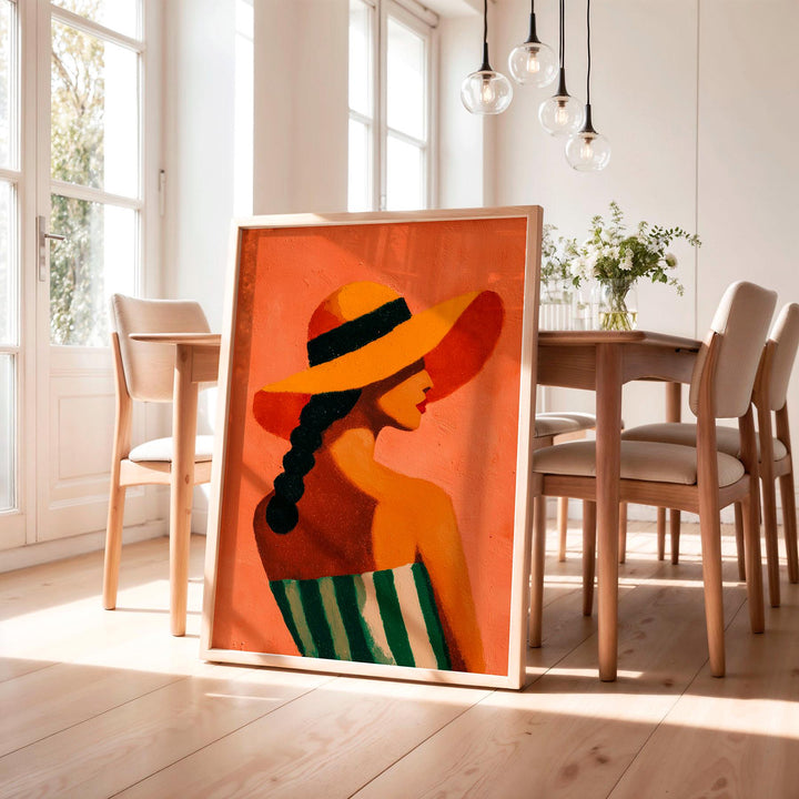 Abstract Woman Portrait, Modern Figurative Wall Art Print, Orange Neutral Minimalist Figure Art, Contemporary Home Décor Fashion Poster