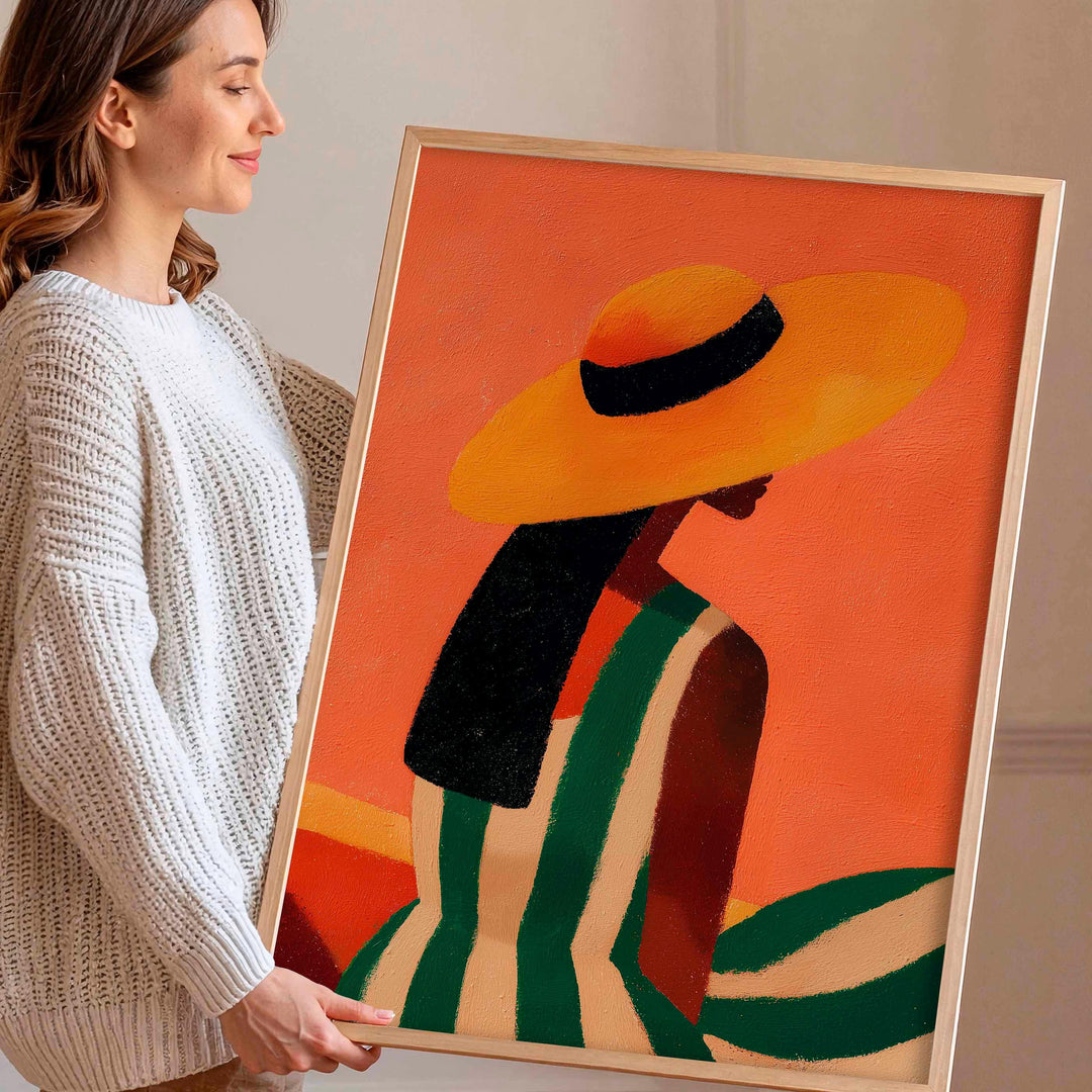 Abstract Woman Portrait, Modern Figurative Wall Art Print, Orange Neutral Minimalist Figure Art, Contemporary Home Décor Fashion Poster