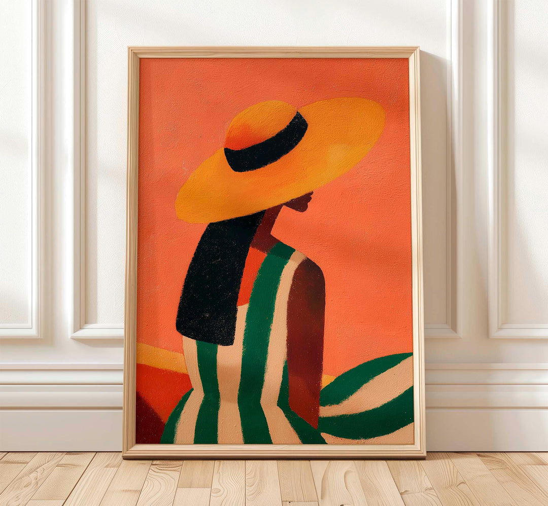 Abstract Woman Portrait, Modern Figurative Wall Art Print, Orange Neutral Minimalist Figure Art, Contemporary Home Décor Fashion Poster