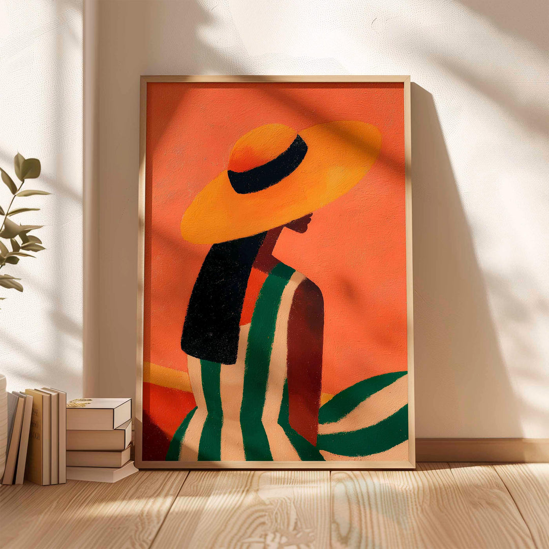 Abstract Woman Portrait, Modern Figurative Wall Art Print, Orange Neutral Minimalist Figure Art, Contemporary Home Décor Fashion Poster