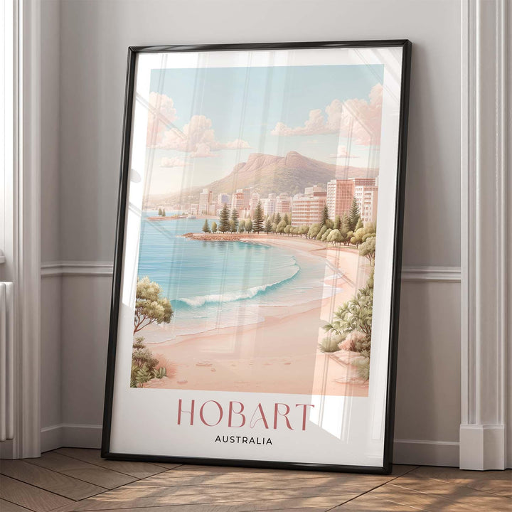 Hobart Tasmania Travel Print, Coastal Harbour Wall Art, Elegant Australian City Illustration Print, Modern Landscape Wall Hanging Home Decor