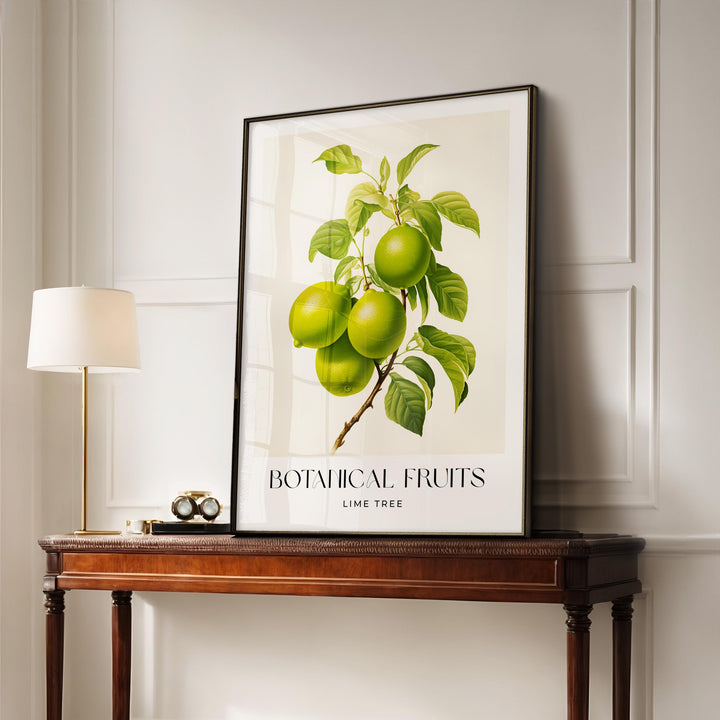 Lime Tree Vintage Botanical Print, Rustic Limes Fruit Poster, Farmhouse Kitchen Decor Retro Wall Art, Watercolour Original Art Painting