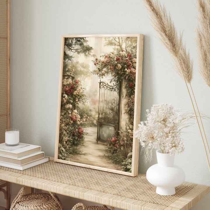 Chateaucore Wall Art Print, Romantic French Garden, Vintage Rose Wall Decor, Antique Botanical Art, Cottagecore Country Home Decor