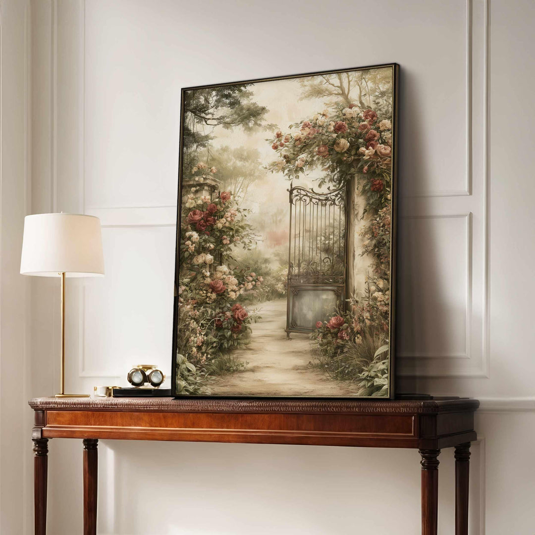 Chateaucore Wall Art Print, Romantic French Garden, Vintage Rose Wall Decor, Antique Botanical Art, Cottagecore Country Home Decor