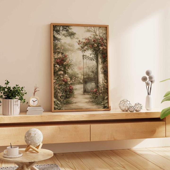 Chateaucore Wall Art Print, Romantic French Garden, Vintage Rose Wall Decor, Antique Botanical Art, Cottagecore Country Home Decor