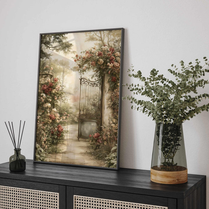 Chateaucore Wall Art Print, Romantic French Garden, Vintage Rose Wall Decor, Antique Botanical Art, Cottagecore Country Home Decor