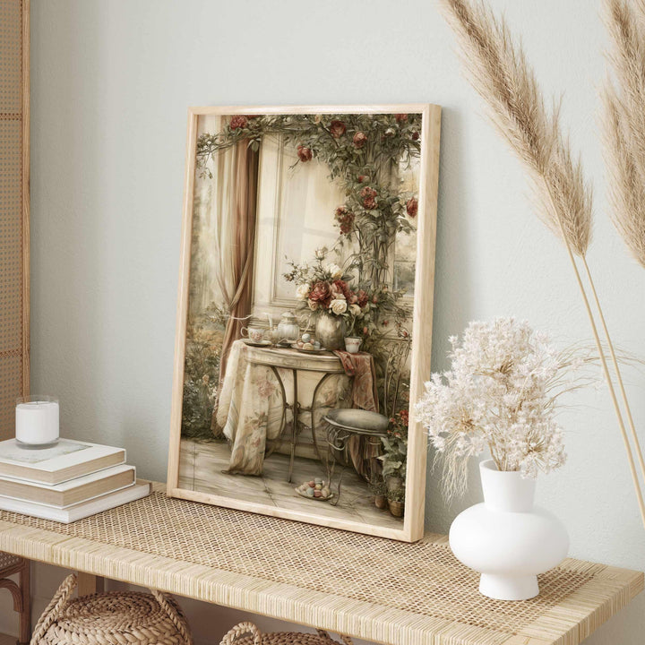 Chateaucore Wall Art Print, French Tea Garden Wall Decor, Romantic Vintage Floral Print, Antique Country Poster, Elegant Cottage Home Decor